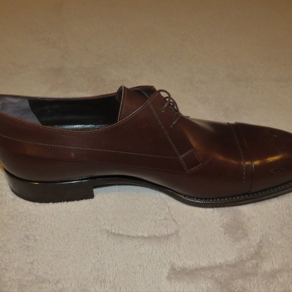 Louis Vuitton Brown Leather Captoe Flower Medallion Dress Shoes 9.5 NWB main image 9